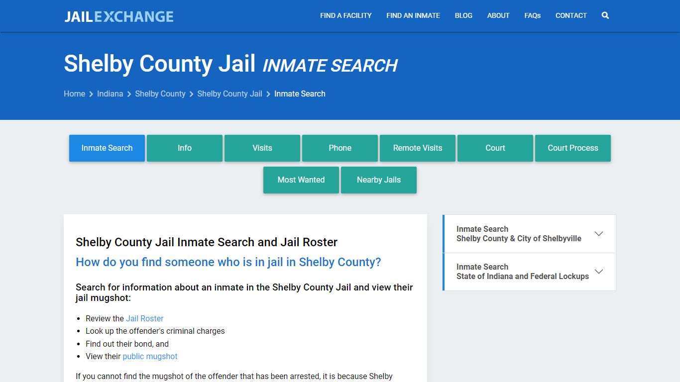 Inmate Search: Roster & Mugshots - Shelby County Jail, IN