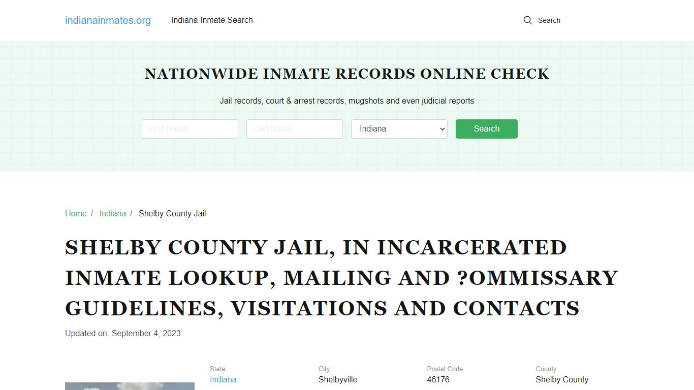 Shelby County Jail, IN: Offender Locator, Visitation & Contact Info